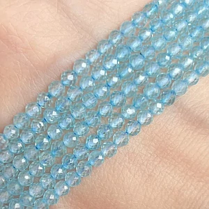 Topaz fasetovaný, 3-3,5 mm, šňůra 38 cm