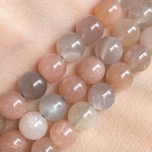 Měsíční kámen mix barev, kvalita AAA, 6-7 mm, půlšňůra 19 cm (cca 32 korálků)