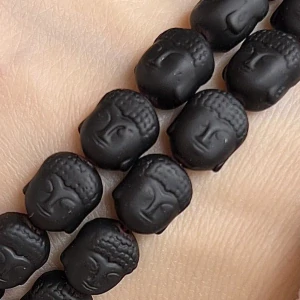 Hematitový korálek Buddha černý matný, 10 mm, 1 ks