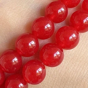 Jadeit červený, 8 mm, šňůra 38 cm (cca 50 korálků)
