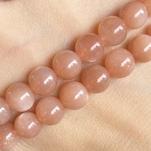 Sluneční kámen 8 mm, kvalita AAA, šňůra 38 cm (cca 48 korálků)